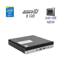 Неттоп HP EliteDesk 800 G5 USFF / Intel Core i5-9500T (6 ядра по 2.2 - 3.7 GHz) / 8 GB DDR4 / 240 GB SSD NEW / Intel UHD Graphics 630