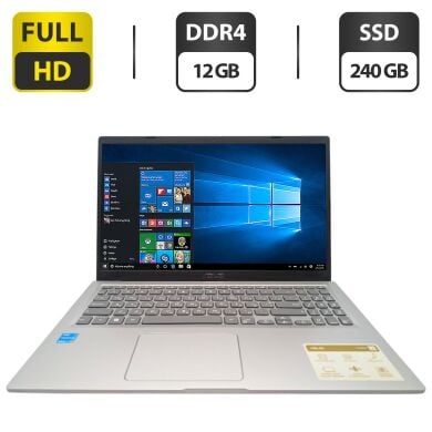 Ноутбук Asus VivoBook 15 X515E / 15.6" (1920x1080) IPS / Intel Pentium Gold 7505 (2 (4) ядра по 3.5 GHz) / 12 GB DDR4 / 240 GB SSD / Intel UHD Graphics / WebCam