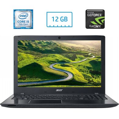 Ноутбук Б-класс Acer Aspire E 15 E5-575G-538H / 15.6" (1920x1080) IPS / Intel Core i5-7200U (2 (4) ядра по 2.5 - 3.1 GHz) / 12 GB DDR4 / 240 GB SSD / nVidia GeForce 940MX, 2 GB GDDR5, 64-bit / WebCam / DVD-RW Ноутбук Б-класс Acer Aspire E 15 E5-575G-538H / 15.6" (1920x1080) IPS / Intel Core i5-7200U (2 (4) ядра по 2.5 - 3.1 GHz) / 12 GB DDR4 / 240 GB SSD / nVidia GeForce 940MX, 2 GB GDDR5, 64-bit / WebCam / DVD-RW