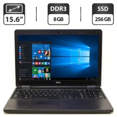 Ноутбук Б-класс Dell Latitude E5550 / 15.6" (1366x768) TN / Intel Core i5-5200U (2 (4) ядра по 2.2 - 2.7 GHz) / 8 GB DDR3 / 256 GB SSD / Intel HD Graphics 5500 / WebCam / VGA