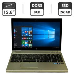 Ноутбук Б-класс HP EliteBook 8560p / 15.6" (1600x900) TN / Intel Core i5-2520M (2 (4) ядра по 2.5 - 3.2 GHz) / 8 GB DDR3 / 240 GB SSD / Intel HD Graphics 3000 / WebCam / DVD-ROM
