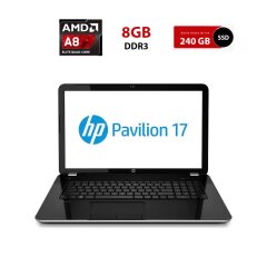 Ноутбук Б-класс HP Pavilion 17 p113 / 17.3" (1600x900) TN / AMD A8-7050 (4 ядра по 1.8 - 3.0 GHz) / 8 GB DDR3 / 240 GB SSD / AMD Radeon R5 series / WebCam