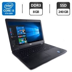 Ноутбук Dell Latitude E5550 / 15.6" (1366x768) TN / Intel Core i5-5200U (2 (4) ядра по 2.2 - 2.7 GHz) / 8 GB DDR3 / 240 GB SSD / Intel HD Graphics 5500 / WebCam