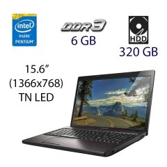 Ноутбук Lenovo G580 / 15.6" (1366x768) TN LED / Intel Pentium B960 (2 ядра по 2.2 GHz) / 6 GB DDR3 / 320 GB HDD / nVidia GeForce GT 610, 1 GB DDR3, 64-bit / WebCam / DVD-RW / USB 3.0 / HDMI