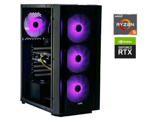 Новый игровой ПК Aura Tower / AMD Ryzen 5 3600 (6 (12) ядер по 3.6 - 4.2 GHz) / 16 GB DDR4 / 480 GB SSD / nVidia GeForce RTX 3050, 8 GB GDDR6, 128-bit / 600W