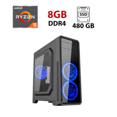Новый игровой ПК Hunter G561 Black Tower / AMD Ryzen 5 5500 (6 (12) ядер по 3.6 - 4.2 GHz) / 8 GB DDR4 / 480 GB SSD / AMD Radeon RX 6600, 8 GB GDDR6, 128-bit