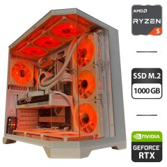 Збірка під замовлення: новий ігровий ПК GameMax Hype-M White Tower / AMD Ryzen 5 7500F (6 (12) ядер по 3.7 - 5.0 GHz) / 32 GB DDR5 / 1000 GB SSD M.2 / nVidia GeForce RTX 5060 Ti, 16 GB GDDR7, 128-bit / 750W