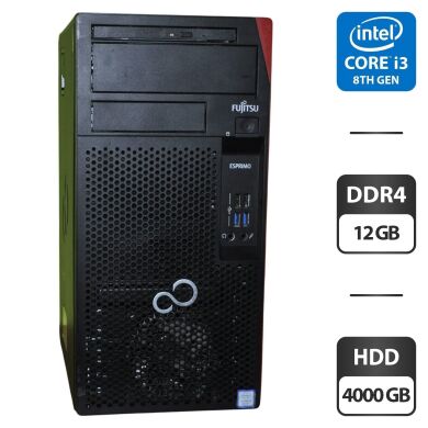 Компьютер Fujitsu Esprimo P558 E85 Tower / Intel Core i3-8100 (4 ядер по 3.6 GHz) / 12 GB DDR4 / 4000 GB HDD / Intel UHD Graphics 630 / Windows 11 Pro
