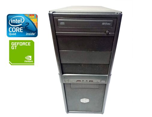 Ігровий ПК Cooler Master Tower / Intel Core 2 Quad Q9400 (4 ядра по 2.6 GHz) / 8 GB DDR3 / 250 GB HDD / nVidia GeForce 8600 GT, 512 MB GDDR3, 128-bit / 400W