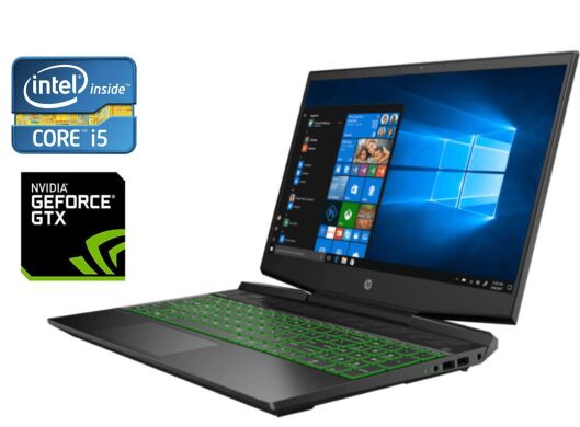 Ігровий ноутбук HP Pavilion - 15-dk0056nr / 15.6" (1920x1080) IPS / Intel Core i5-9300H (4 (8) ядра по 2.4 - 4.1 GHz) / 16 GB DDR4 / 512 GB SSD / nVidia GeForce GTX 1650, 4 GB GDDR5, 128-bit / WebCam / Win 10 Home