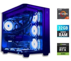 Ігровий ПК Tower / AMD Ryzen 7 7700 (8 (16) ядер по 3.8 - 5.3 GHz) / 32 GB DDR5 / 1000 GB SSD / nVidia GeForce RTX 5080, 16 GB GDDR7, 256-bit / 850W + Кабель живлення