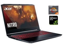 Игровой ноутбук Acer Nitro 5 AN515-44 / 15.6" (1920x1080) IPS / AMD Ryzen 5 4600H (6 (12) ядер по 3.0 - 4.0 GHz) / 8 GB DDR4 / 256 GB SSD / nVidia GeForce GTX 1650, 4 GB GDDR5, 128-bit / WebCam