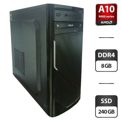 Компьютер Frontier Qui-Gon Miditower Tower / AMD A10-9700 (4 ядра по 3.5 - 3.8 GHz) / 8 GB DDR4 / 240 GB SSD / AMD Radeon R7 Graphics / DVD-ROM / 420W Компьютер Frontier Qui-Gon Miditower Tower / AMD A10-9700 (4 ядра по 3.5 - 3.8 GHz) / 8 GB DDR4 / 240 GB SSD / AMD Radeon R7 Graphics / DVD-ROM / 420W