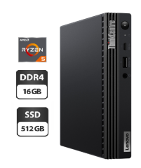 Неттоп Lenovo Thinkcentre m75q Gen2 USFF / AMD Ryzen 5 4650GE (6 (12) ядер по 3.3 - 4.2 GHz) / 16 GB DDR4 / 512 GB SSD / AMD RX Vega 7 / USB 3.1 / Wi-Fi / Блок питания в комплекте