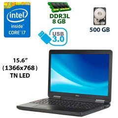 Ноутбук Dell Latitude E5540 / 15.6" (1366x768) HD TN / Intel Core i7-4600U 4th Gen (2 (4) ядер по 2,1GHz - 4,1GHz) / 8 GB DDR3 / HDD 500 GB / Intel HD 4400 1 Gb + Nvidia GeForce GT 720M 2 GB / WebCam / DVD