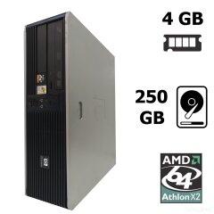 HP Compaq DC5750 SFF / AMD AthlonX2 4400+ (2 ядра по 2.3 GHz) / 4GB DDR2 / 250GB HDD / ATI Radeon 1150 (831MB) / DVD-R / (VGA, DVI)