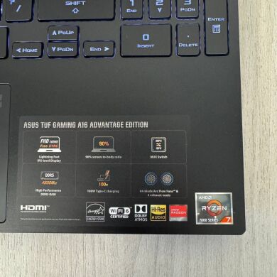 Игровой ноутбук Asus TUF A16 FA617NT Advantage Edition / 16" (1920x1200) IPS / AMD Ryzen 7 7735HS (8 (16) ядер по 3.2 - 4.75 GHz) / 16 GB DDR5 / 512 GB SSD NVMe / AMD Radeon RX 7700S, 8 GB GDDR6, 128-bit / WebCam