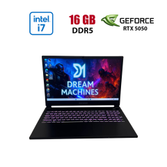Ігровий ноутбук Dream Machines RG5050‑15 / 15.6" (1920x1080) IPS / Intel Core i7-13620H (10 (16) ядер по 3.6 - 4.9 GHz) / 16 GB DDR5 / 1000 GB SSD M.2 / nVidia GeForce RTX 5050, 8 GB GDDR7, 128-bit / WebCam