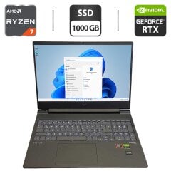 Игровой ноутбук HP Victus 16-s1047nr / 16.1" (1920x1080) IPS / AMD Ryzen 7 8845HS (8 (16) ядер по 3.8 - 5.1 GHz) / 16 GB DDR5 / 1000 GB SSD / nVidia GeForce RTX 4060, 8 GB GDDR6, 128-bit / WebCam / Коробка