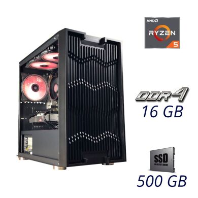 Игровой ПК 2E Gaming Asper RGB / AMD Ryzen 5 1600 (6 (12) ядер по 3.2 - 3.6 GHz) / 16 GB DDR4 / 512 GB SSD / AMD Radeon RX 570, 4 GB GDDR5, 256-bit / 620W