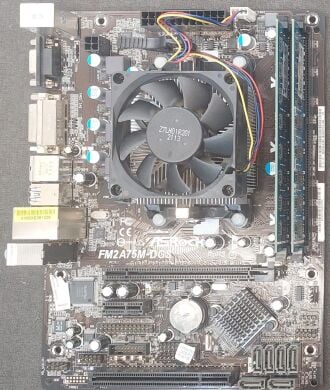Комплект: Материнська плата ASRock FM2A75M-DGS / AMD A4-4000 (2 ядра по 3.0 - 3.2 GHz) / FM2 / 16 GB DDR3 / AMD Radeon HD 7480D + Кулер