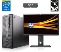 Комплект ПК: HP ProDesk 600 G1 Tower / Intel Core i3-4330 (2 (4) ядра по 3.5 GHz) / 8 GB DDR3 / 500 GB HDD / Intel HD Graphics 4600 / DVD-ROM + Монитор Б-класс HP ZR2240w / 22" (1920x1080) IPS / VGA, DVI, HDMI, DP, USB + Клавиатура и мышка NEW, кабели