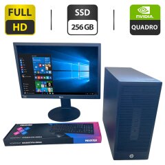 Комплект ПК: компьютер HP 280 G2 Tower / Intel Core i5-6500 (4 ядра по 3.2 - 3.5 GHz) / 16 GB DDR3 / 256 GB SSD / nVidia Quadro K620, 2 GB GDDR3, 128-bit / DVD-ROM + Монитор LG 23MB35PY-B / 23" (1920x1080) IPS