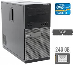 Компьютер Dell OptiPlex 790 Tower / Intel Core i3-2120 (2 (4) ядра по 3.3 GHz) / 8 GB DDR3 / 240 GB SSD / Intel HD Graphics 2000 / 265W / DVD-ROM / DisplayPort