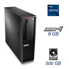  Комп'ютер Lenovo ThinkStation P310 SFF / Intel Xeon E3-1225 v5 (4 ядра по 3.3 - 3.7 GHz) / 8 GB DDR4 (1x 8 GB) / 500 GB HDD / Intel HD P530 + USB Flash 32 GB