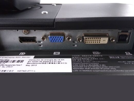 Монитор HP EliteDisplay E231 / 23" (1920x1080) TN / VGA, DVI, DisplayPort / Кабель питания Монитор HP EliteDisplay E231 / 23" (1920x1080) TN / VGA, DVI, DisplayPort / Кабель питания