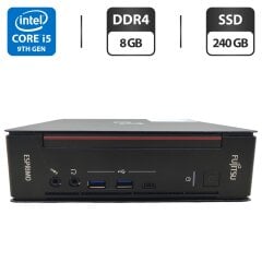 Неттоп Fujitsu Esprimo Q958 Mini USFF / Intel Core i5-9500T (6 ядер по 2.2 - 3.7 GHz) / 8 GB DDR4 / 240 GB SSD / Intel UHD Graphics 630 / Кабель живлення