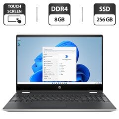 Ноутбук-трансформер HP Pavilion x360 / 15.6" (1920x1080) IPS Touch / Intel Core i5-8265U (4 (8) ядра по 1.6 - 3.9 GHz) / 8 GB DDR4 / 256 GB SSD M.2 + 1000 GB HDD / Intel UHD Graphics / WebCam