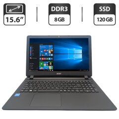 Ноутбук Acer Aspire ES1-533 / 15.6" (1366x768) TN / Intel Celeron N3450 (4 ядра по 1.1 - 2.2 GHz) / 6 GB DDR3 / 120 GB SSD / Intel HD Graphics 500 / WebCam / DVD-ROM