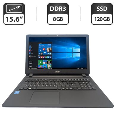 Ноутбук Acer Aspire ES1-533 / 15.6" (1366x768) TN / Intel Celeron N3450 (4 ядра по 1.1 - 2.2 GHz) / 6 GB DDR3 / 120 GB SSD / Intel HD Graphics 500 / WebCam / DVD-ROM Ноутбук Acer Aspire ES1-533 / 15.6" (1366x768) TN / Intel Celeron N3450 (4 ядра по 1.1 - 2.2 GHz) / 6 GB DDR3 / 120 GB SSD / Intel HD Graphics 500 / WebCam / DVD-ROM