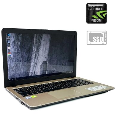 Ноутбук Asus X541U Gold / 15.6" (1366x768) TN / Intel Core i3-6006U (2 (4) ядра по 2.0 GHz) / 4 GB DDR3 / 120 GB SSD / nVidia GeForce 920M, 2 GB DDR3, 64-bit / WebCam