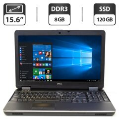 Ноутбук Б-клас Dell Latitude E6540 / 15.6" (1366x768) TN / Intel Core i5-4310M (2 (4) ядра по 2.7 - 3.4 GHz) / 8 GB DDR3 / 120 GB SSD / Intel HD Graphics 4600 / WebCam / DVD-ROM / VGA