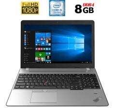 Ноутбук Б-клас Lenovo ThinkPad E570 / 15.6" (1920x1080) TN / Intel Core i5-7200U (2 (4) ядра по 2.5 - 3.1 GHz) / 8 GB DDR4 / 240 GB SSD / Intel HD Graphics 620 / WebCam / DVD-ROM / HDMI