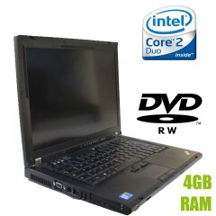 Ноутбук Б-клас Lenovo ThinkPad T400 / 14" (1440x900) TN / Intel Core 2 Duo P8600 (2 ядра по 2.4 GHz) / 4 GB DDR3 / 320 GB HDD / Intel GMA 4500 Graphics / NoWebCam