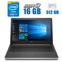 Ноутбук Dell Inspiron 5559 / 15.6" (1366x768) TN / Intel Core i7-6500U (2 (4) ядра по 2.5 - 3.1 GHz) / 16 GB DDR3 / 512 GB SSD / Intel HD Graphics 520 / WebCam / Win 10