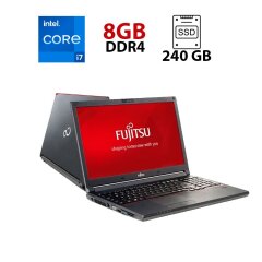 Ноутбук Fujitsu LifeBook E556 / 15.6" (1366x768) TN / Intel Core i7-6500U (2 (4) ядра по 2.5 - 3.1 GHz) / 8 GB DDR4 / 240 GB SSD / Intel HD Graphics 520 / WebCam / DisplayPort / DVD-RW