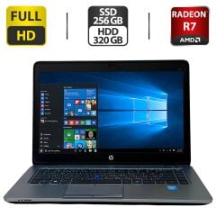 Ноутбук Б-класс HP EliteBook 840 G2 / 14" (1920x1080) IPS / Intel Core i7-5600U (2 (4) ядра по 2.6 - 3.2 GHz) / 16 GB DDR3 / 256 GB SSD + 320 GB HDD / AMD Radeon R7 M260X, 1 GB GDDR5, 128-bit / WebCam / 4G LTE / Windows 10 Pro