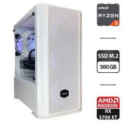Збірка під замовлення: 2E Gaming Calleo White Tower / AMD Ryzen 3600 (6 (12) ядра по 3.6 - 4.2 GHz) / 16 GB DDR4 / 500 GB SSD M.2 / AMD Radeon RX 5700 XT, 8 GB GDDR6, 256-bit / HDMI / 650W