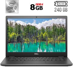 Ультрабук Б-клас Dell Latitude 3410 / 14" (1920x1080) IPS / Intel Core i7-10510U (4 (8) ядра по 1.8 - 4.9 GHz) / 8 GB DDR4 / 240 GB SSD M.2 / Intel UHD Graphics / WebCam / HDMI / Windows 10 ліцензія