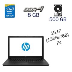 Ультрабук HP 15-DA0237UR / 15.6" (1366x768) TN / Intel Pentium Silver N5000 (4 ядра по 1.1 - 2.7 GHz) / 8 GB DDR4 / 500 GB HDD / nVidia GeForce MX110, 2 GB GDDR5, 64-bit / DVD-ROM / WebCam