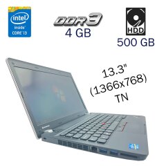 Ультрабук Б класс Lenovo ThinkPad Edge E330 / 13.3" (1366x768) TN / Intel Core i3-3120M (2 (4) ядра по 2.5 GHz) / 4 GB DDR3 / 500 GB HDD / Intel HD Graphics 4000 / WebCam
