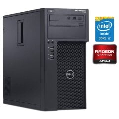 Робоча станція Б-клас Dell Precision T1700 Tower / Intel Core i7-4770 (4 (8) ядра по 3.4 - 3.9 GHz) / 16 GB DDR3 / 512 GB SSD / AMD Radeon RX 580, 8 GB GDDR5, 256-bit / DVD-RW / Win 10 Pro + Кабель живлення