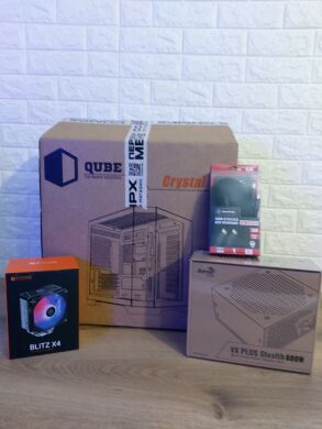Игровой ПК Qube Crystal Tower / Intel Core i5-10400F (6 (12) ядер по 2.9 - 4.3 GHz) / 16 GB DDR4 / 512 GB SSD M.2 / AMD Radeon RX 5700 XT, 8 GB GDDR6, 256-bit / 600W