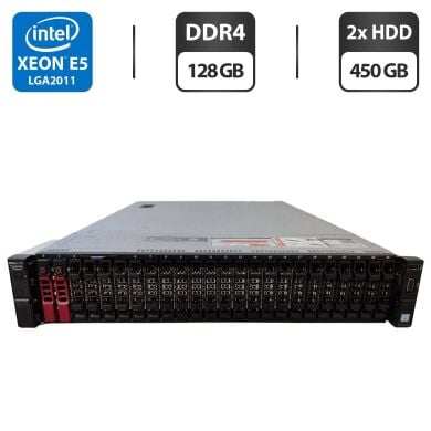 Сервер Dell PowerEdge R730xd 24SFF 2U Rack / 2x Intel Xeon E5-2690 v4 (14 (28) ядер по 2.6 - 3.5 GHz) / 128 GB DDR4 / 2x 450 GB HDD (SAS) / Matrox G200eR2 / 2x 750W Сервер Dell PowerEdge R730xd 24SFF 2U Rack / 2x Intel Xeon E5-2690 v4 (14 (28) ядер по 2.6 - 3.5 GHz) / 128 GB DDR4 / 2x 450 GB HDD (SAS) / Matrox G200eR2 / 2x 750W