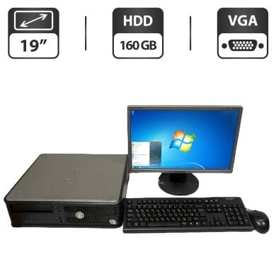 Комплект ПК: компьютер Dell OptiPlex 330 SFF / Intel Core 2 Duo E4300 (2 ядра по 1.8 GHz) / 4 GB DDR2 / 160 GB HDD / Intel Graphics / DVD-ROM + Монитор Б-класс Samsung SyncMaster 943NW / 19" (1440x900) TN / VGA + Клавиатура, мышка, кабели Комплект ПК: компьютер Dell OptiPlex 330 SFF / Intel Core 2 Duo E4300 (2 ядра по 1.8 GHz) / 4 GB DDR2 / 160 GB HDD / Intel Graphics / DVD-ROM + Монитор Б-класс Samsung SyncMaster 943NW / 19" (1440x900) TN / VGA + Клавиатура, мышка, кабели