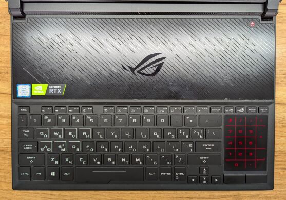 Ігровий ноутбук Asus Zephyrus S GX531GW / 15.6" (1920x1080) IPS / Intel Core i7-8750H (6 (12) ядер по 2.2 - 4.1 GHz) / 16 GB DDR4 / 512 GB SSD / nVidia GeForce RTX 2070, 8 GB GDDR6, 256-bit / WebCam / Windows 10 Ігровий ноутбук Asus Zephyrus S GX531GW / 15.6" (1920x1080) IPS / Intel Core i7-8750H (6 (12) ядер по 2.2 - 4.1 GHz) / 16 GB DDR4 / 512 GB SSD / nVidia GeForce RTX 2070, 8 GB GDDR6, 256-bit / WebCam / Windows 10